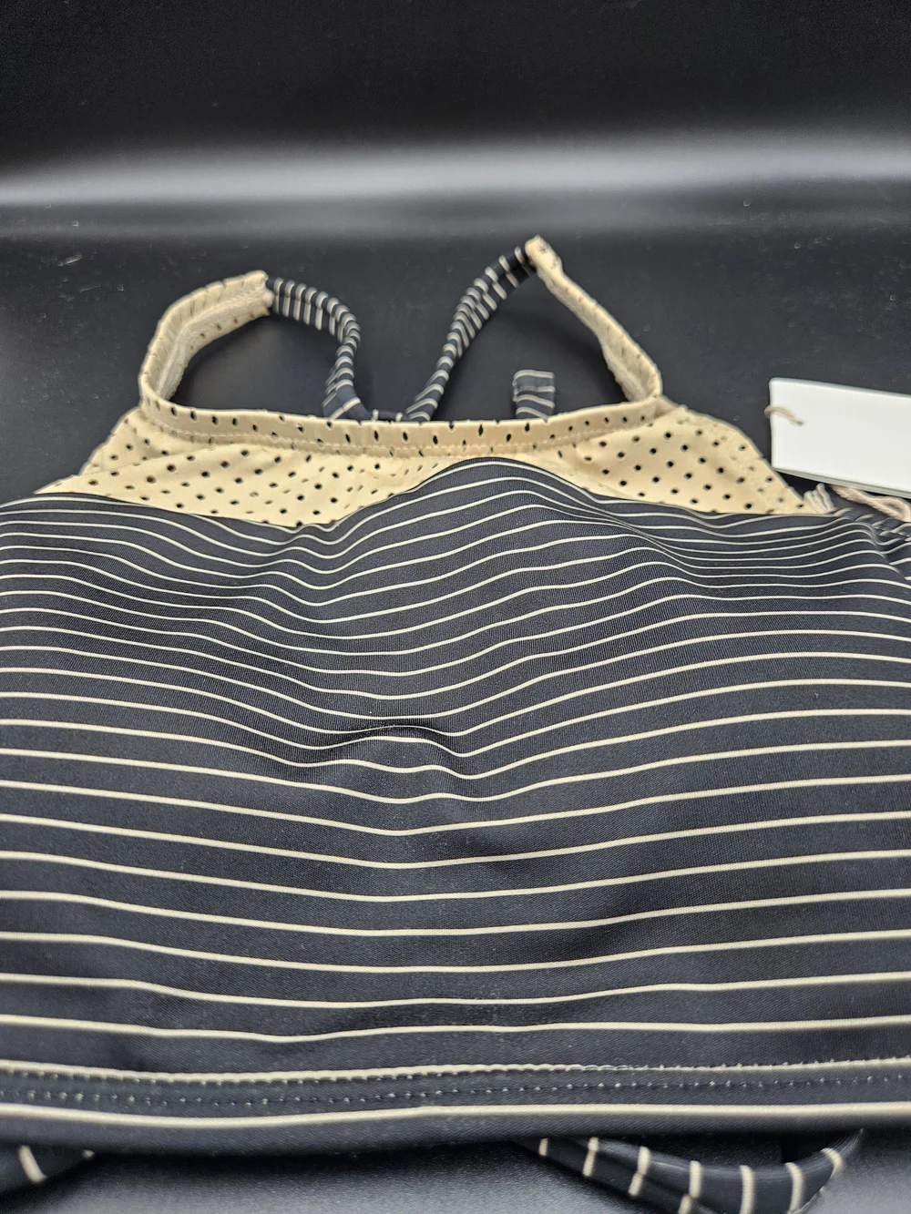 Carve Designs Cora Bikini Top XS Black Bayside Stripe Strappy Back NWT